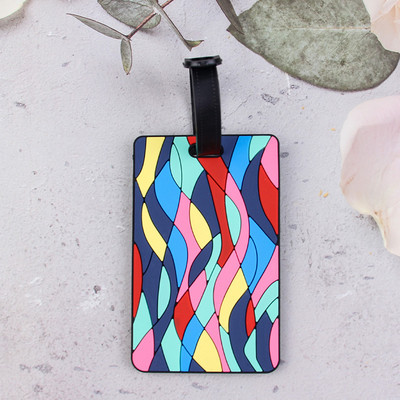 1db Utazási kiegészítők Kreatív geometriai mintázatú PVC beszállókártya poggyászcímke azonosító címek poggyásztartó hordozható címke