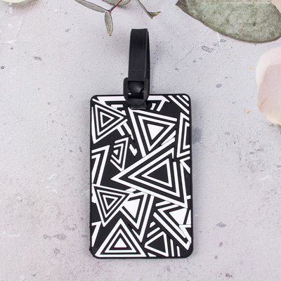 1db Utazási kiegészítők Kreatív geometriai mintázatú PVC beszállókártya poggyászcímke azonosító címek poggyásztartó hordozható címke