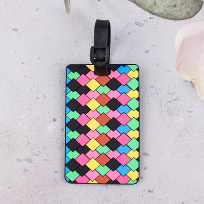 1db Utazási kiegészítők Kreatív geometriai mintázatú PVC beszállókártya poggyászcímke azonosító címek poggyásztartó hordozható címke