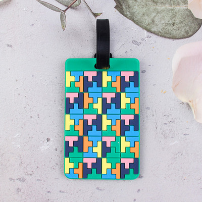 1db Utazási kiegészítők Kreatív geometriai mintázatú PVC beszállókártya poggyászcímke azonosító címek poggyásztartó hordozható címke