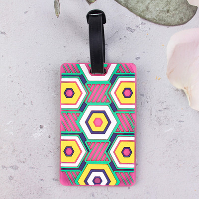 1db Utazási kiegészítők Kreatív geometriai mintázatú PVC beszállókártya poggyászcímke azonosító címek poggyásztartó hordozható címke