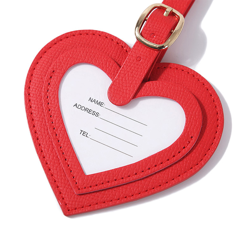 Širdelės formos PU odinė bagažo etiketė Lagamino identifikatorius Etiketė Bagažo įlaipinimo krepšio etiketė Pavadinimas ID Adresas Laikiklis Kelioninis aksesuaras