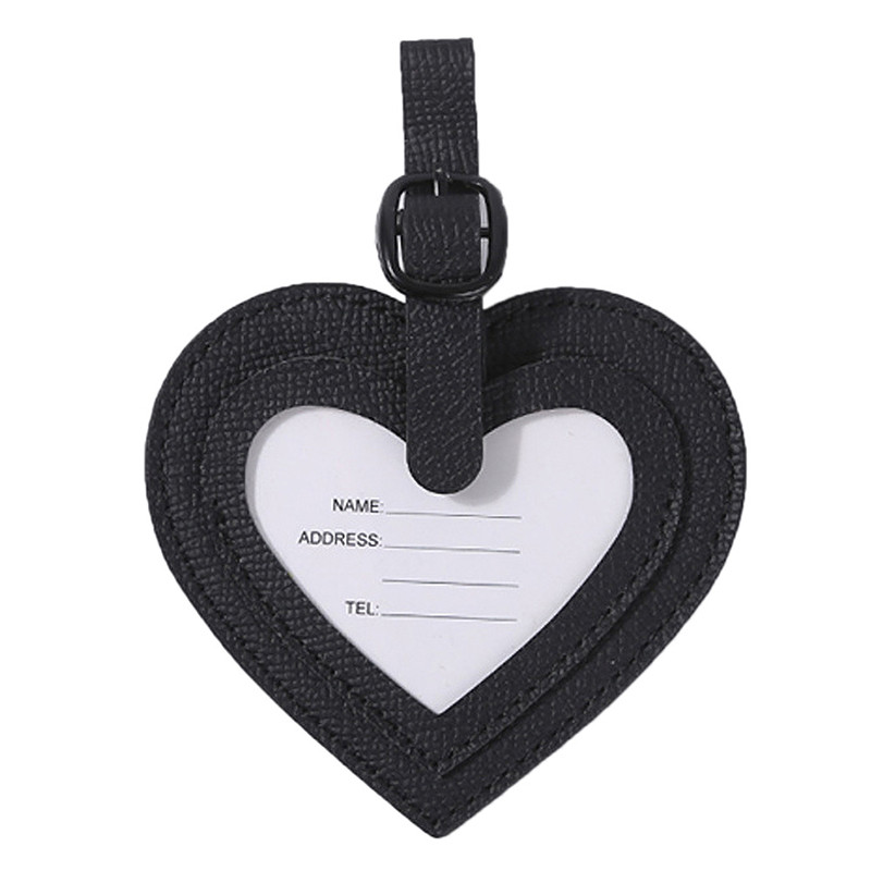 Širdelės formos PU odinė bagažo etiketė Lagamino identifikatorius Etiketė Bagažo įlaipinimo krepšio etiketė Pavadinimas ID Adresas Laikiklis Kelioninis aksesuaras