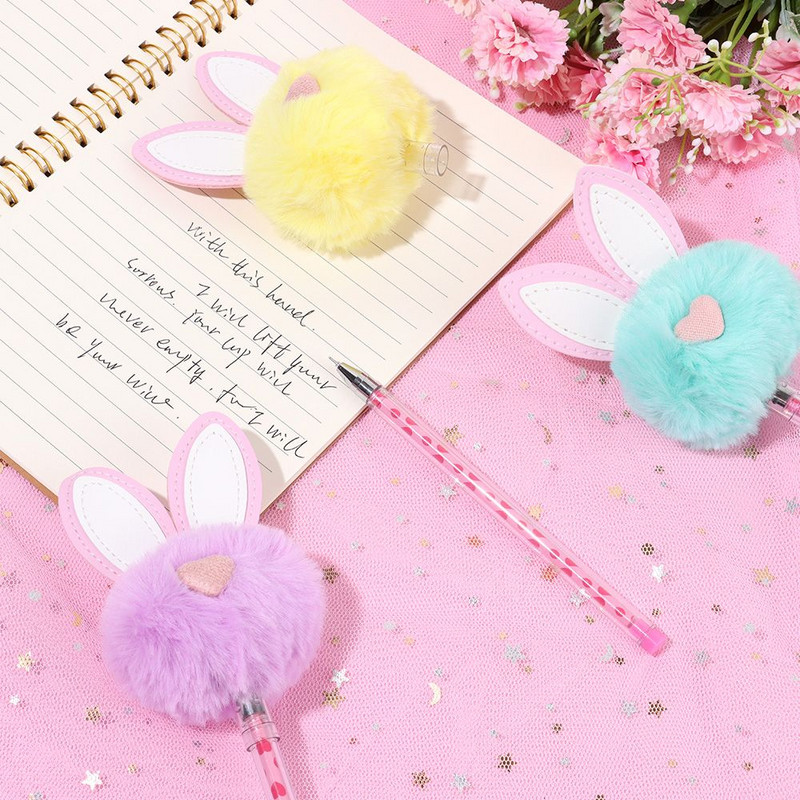 Λούτρινα Εργαλεία Γραφής Κουνελιού Μαθητή Creative Stationery Neutral στυλό Δώρο Gel στυλό