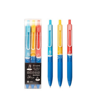 3бр. Комплект гелови химикалки Save Bear с по-малко CO2 Сладко мече 0,5 mm Химикалка с щракване Черно цветно мастило за писане в училищна канцелария F379