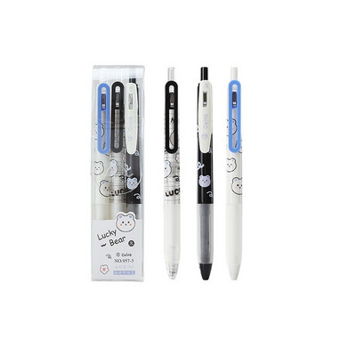3 vnt „Save Bear“ gelio rašiklių rinkinys, mažiau CO2, mielas meškiukas, 0,5 mm rutulinis spustelėjimas, juodos spalvos rašalas, skirtas rašyti mokyklos biure F379