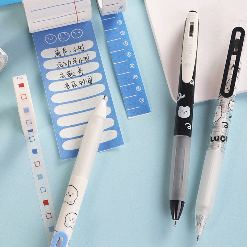 3 vnt „Save Bear“ gelio rašiklių rinkinys, mažiau CO2, mielas meškiukas, 0,5 mm rutulinis spustelėjimas, juodos spalvos rašalas, skirtas rašyti mokyklos biure F379