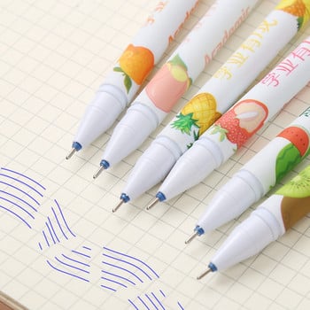 6 τεμάχια/Σετ Kawaii Fruit Erasable Washable Handle Erasable Pen Refill 0,38mm Blue Ink Gel στυλό για σχολικά είδη γραφείου