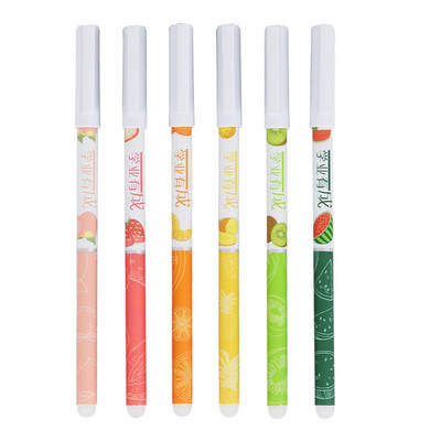 6 vnt. / rinkinys Kawaii Fruit Nutrinami Plaunama Rankena Nutrinami Tušinukai Pripildomi 0,38 mm Mėlyno rašalo gelio rašikliai mokyklinėms biuro reikmenims