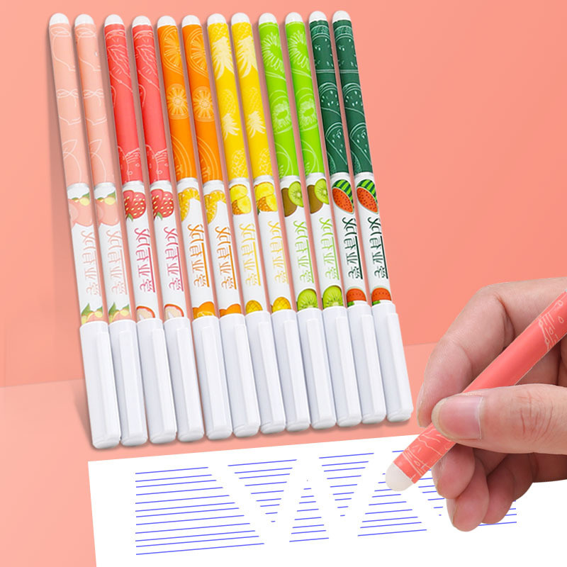 6 vnt. / rinkinys Kawaii Fruit Nutrinami Plaunama Rankena Nutrinami Tušinukai Pripildomi 0,38 mm Mėlyno rašalo gelio rašikliai mokyklinėms biuro reikmenims