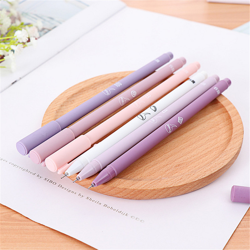 6vnt Mieli Morandi Spalvoti 0,5 mm Geliniai rašikliai Juodo rašalo adatų rašikliai Vaikams Dovanos Studentams Mokyklinės raštinės reikmenys Biuro reikmenys