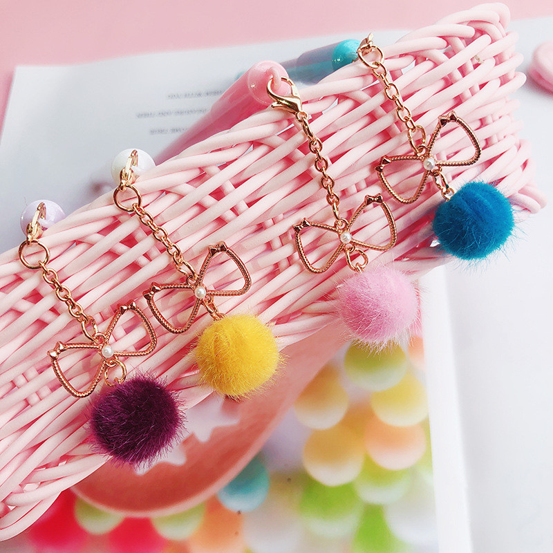 4vnt Girly Bowknot Hairball pakabukas gelio rašiklis 0,5 mm juodo rašalo Tušinukas, rašomas vaikams Dovanų biuro reikmenys mokiniams H6840