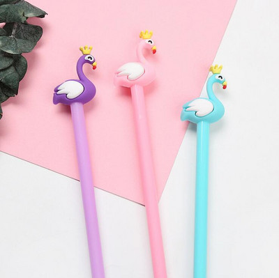 3 vnt / maišelis 0,38 mm juodas adatos vamzdelis Creative Exquisite Flamingo Swan Gel Gel Pen School Pen Pen Biuro reikmenys Dovanos