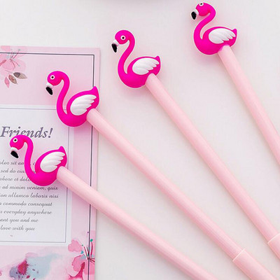 3 vnt / maišelis 0,38 mm juodas adatos vamzdelis Creative Exquisite Flamingo Swan Gel Gel Pen School Pen Pen Biuro reikmenys Dovanos