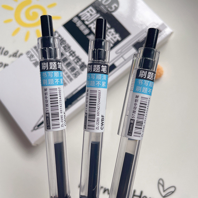 6db/doboz Egyszerű dizájn Diákírási teszt Tartós toll 0,5mm Házi feladat Gyakorlatok Nyomtatás Stílus Jó minőségű Toll Iskola Fekete Olcsó
