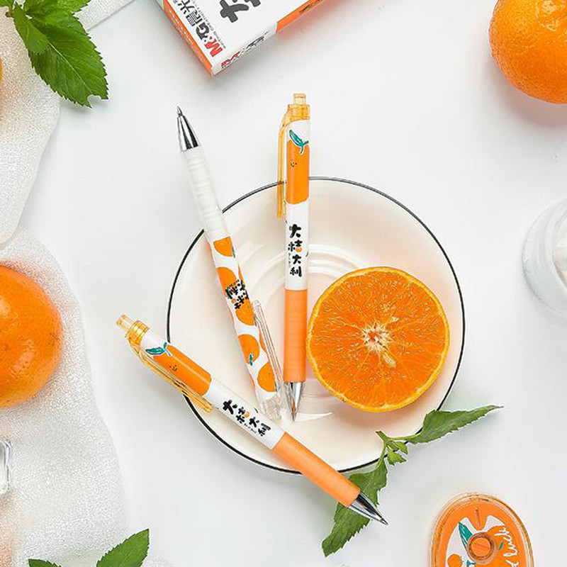 Armas oranž geelpliiats, 0,5 mm must sinine ja punane tindiga kõrge kvaliteediga pressgeelpliiats, koolitarbed, kirjatarbed 4tk/partii