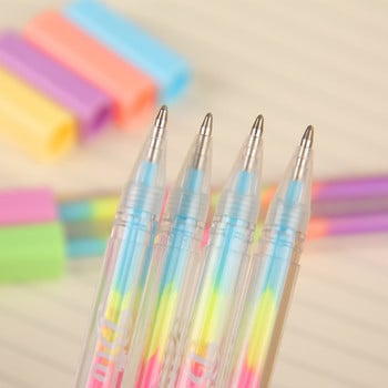 6 τμχ στυλό Rainbow Ballpoint 0,8mm Multi Color Ink Pens Fluorescence Highlighter for Paper Drawing Paint Σχολικά είδη H6555