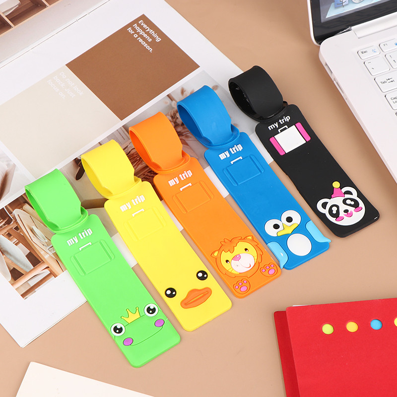 5vnt Atsitiktinis animacinis bagažo etikečių dangtelis Kelioninis krepšys Žymos Priedai Silikoninis lagaminas ID Adreso laikiklis Žymos Kelionių priedai