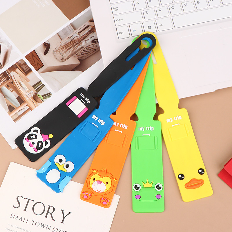 5vnt Atsitiktinis animacinis bagažo etikečių dangtelis Kelioninis krepšys Žymos Priedai Silikoninis lagaminas ID Adreso laikiklis Žymos Kelionių priedai