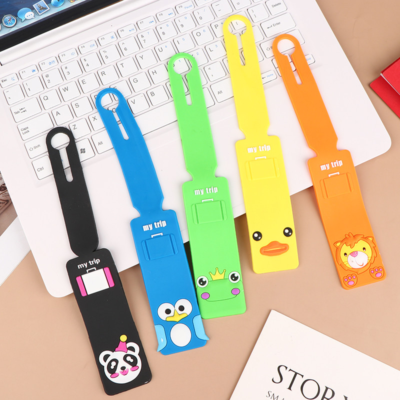 5vnt Atsitiktinis animacinis bagažo etikečių dangtelis Kelioninis krepšys Žymos Priedai Silikoninis lagaminas ID Adreso laikiklis Žymos Kelionių priedai