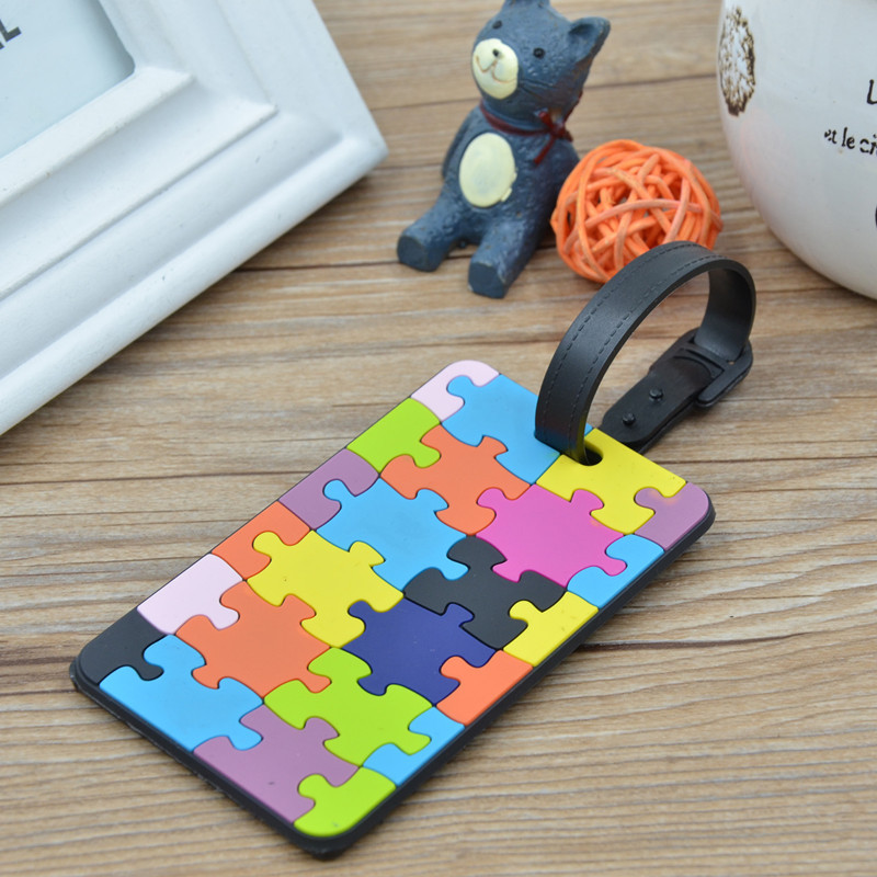 Πολύχρωμο παζλ Ετικέτα αποσκευών Silica Gel Βαλίτσα ID Διεύθυνση Κάτοχος αποσκευών Ετικέτες επιβίβασης Φορητή ετικέτα Αξεσουάρ ταξιδιού