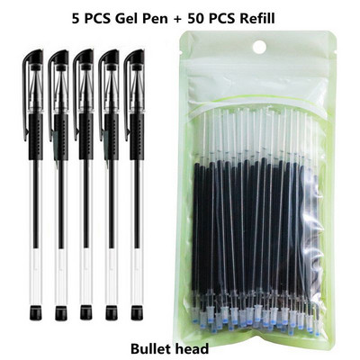 55Pcs/Παρτίδα 0,5mm Κόκκινο/Μαύρο/Μπλε μελάνι Gel Pens Refills Rod Gel Pens For School Gratical Office Μαθητικές προμήθειες γραφής