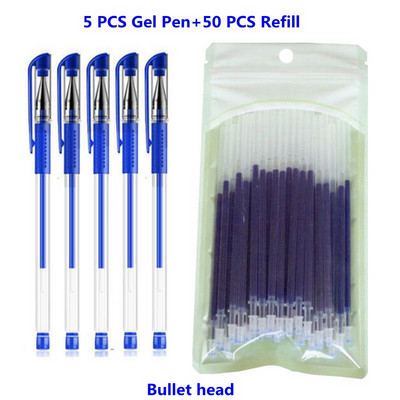55Pcs/Παρτίδα 0,5mm Κόκκινο/Μαύρο/Μπλε μελάνι Gel Pens Refills Rod Gel Pens For School Gratical Office Μαθητικές προμήθειες γραφής