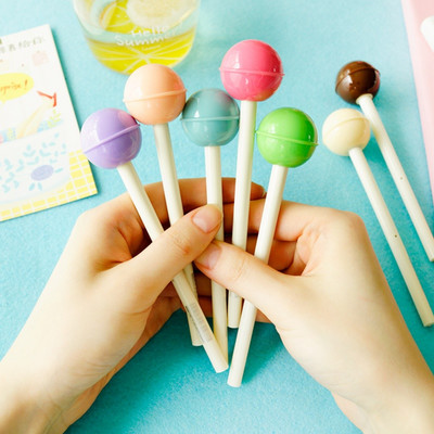 6db Sweet Lollipop zselés tollkészlet 0,5mm-es golyóstoll Fekete színű tinta íráshoz tanulmányajándék Újdonság Irodaszer Iroda Iskola F921