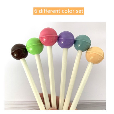 6 vnt Sweet Lollipop gelio rašiklio rinkinys 0,5 mm rutulinis juodos spalvos rašalas rašymui mokymosi dovana Naujovė Kanceliarinės prekės Biuro mokykla F921
