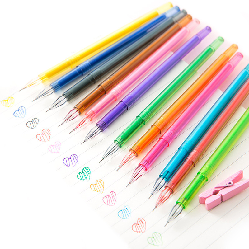 Jonvon Satone 12vnt mielas kūrybingas raštinės reikmenys Kawaii gelio rašiklio spalvotas rašiklis, skirtas mokyklos įrankiams Biuro ir mokyklinių reikmenų rašalinių rašiklių rinkinys