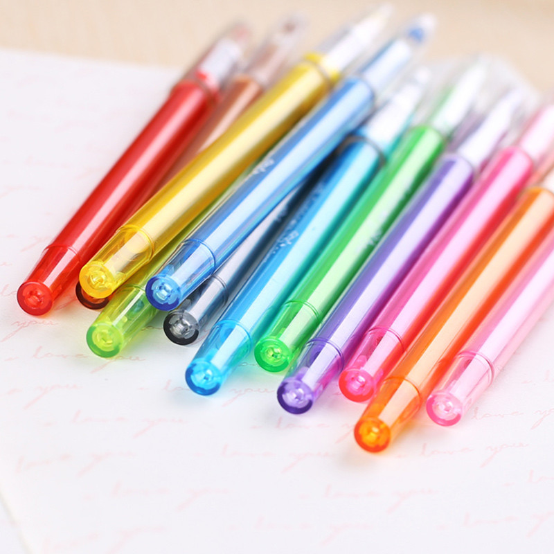 Jonvon Satone 12vnt mielas kūrybingas raštinės reikmenys Kawaii gelio rašiklio spalvotas rašiklis, skirtas mokyklos įrankiams Biuro ir mokyklinių reikmenų rašalinių rašiklių rinkinys
