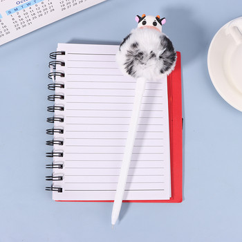 Сладка кожена топка Гел писалка Плюшена крава писалка с черно мастило Подписани химикалки Корейски канцеларски материали за момичета Подаръци