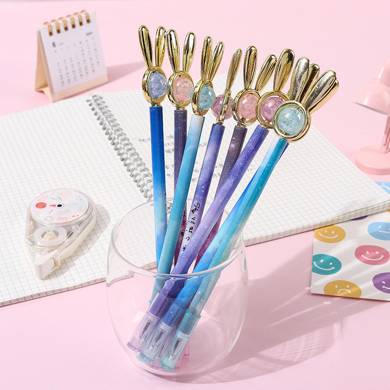 5 vnt Kūrybinis daugiaspalvis triušio blizgesys, mielas gelinis rašiklis Kawaii rašikliai mokyklos biuro ir mokyklinis tušinukas