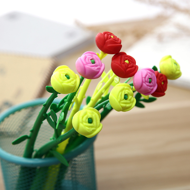 Szilikon kreatív aranyos Kawaii virág rózsa zselé toll írószer iskolai irodaszerek édes szép szép tollak