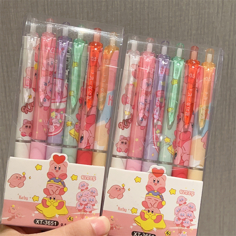 6db szett Új zselés toll fekete tintával Kawaii tollak Esztétikai írószerek Iskolai kellékek tollkészlet Golyóstoll Vissza az iskolába
