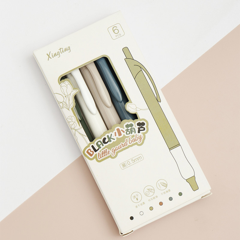 6db/tétel zselé toll szett, puha tartású 0,5 mm-es golyóstoll, fekete színű tinta irodai kellékek irodaszer Ajándék