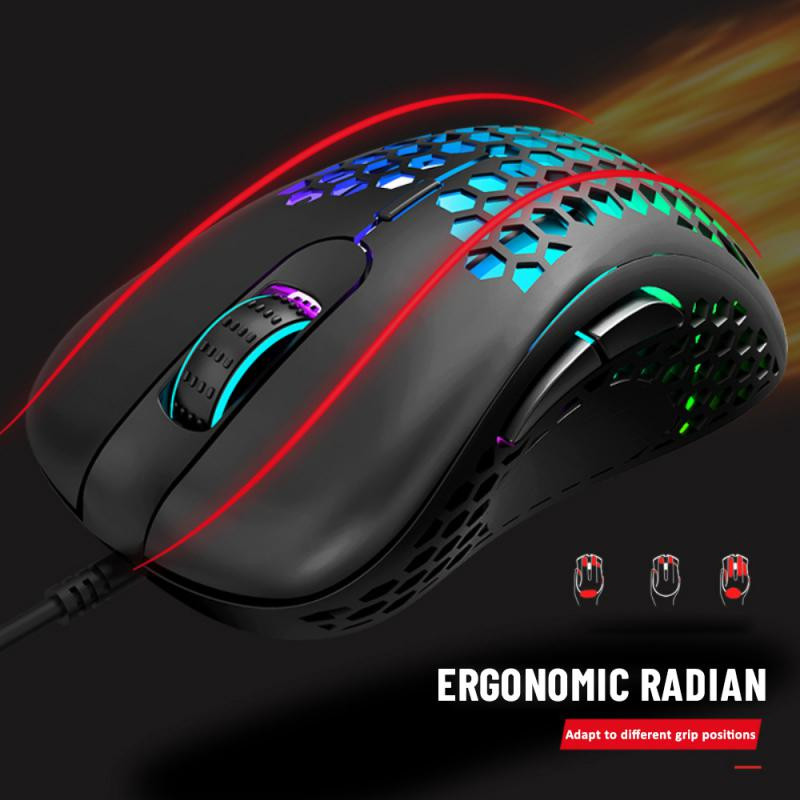 RYRA Ελαφρύ ποντίκι παιχνιδιών RGB Πολύχρωμα φώτα RGB 6 πλήκτρων για φορητό υπολογιστή οπτικά ποντίκια Παιχνίδι γραφείου Ενσύρματο ποντίκι παίκτη