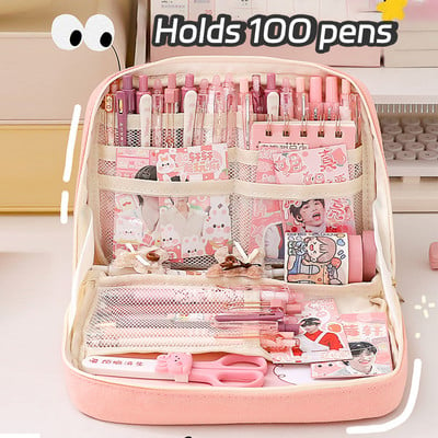 Large Capacity Pencil Cases Kawaii Pen Box Ladies Cosmetic Bag Back To School Supplies Japanese Korean Office Stationery