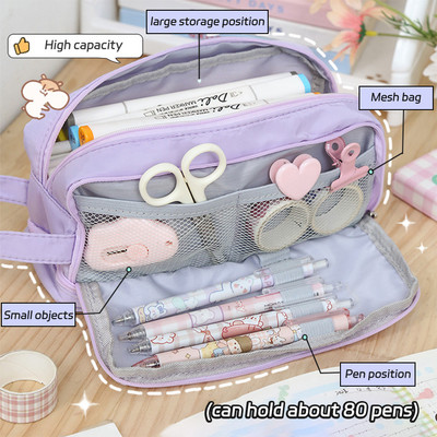 Nagy kapacitású tolltartó háromrétegű aranyos tolltáska gyönyörű diák koreai írószer tolltartó gyermek iskolaszerek