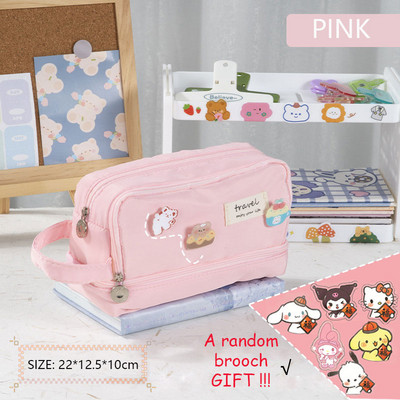 Macaron zīmuļu futrālis Divslāņu lielas ietilpības zīmuļu maisiņš Cute Back to School Kancelejas piederumi Skolas un biroji