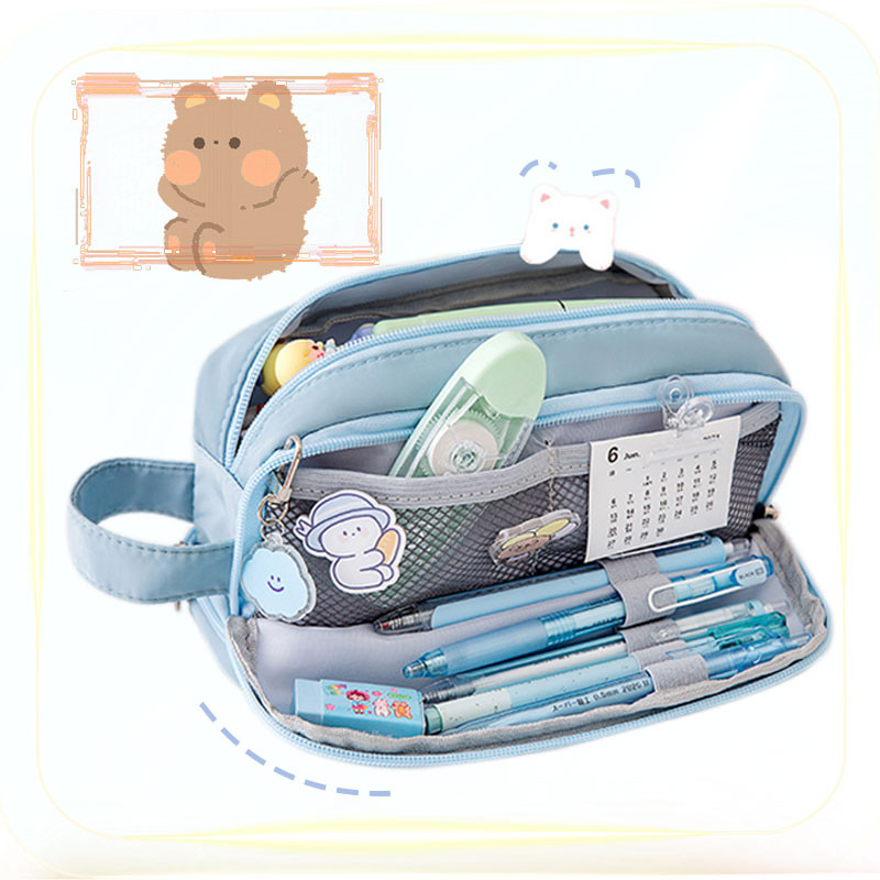 Macaron zīmuļu futrālis Divslāņu lielas ietilpības zīmuļu maisiņš Cute Back to School Kancelejas piederumi Skolas un biroji