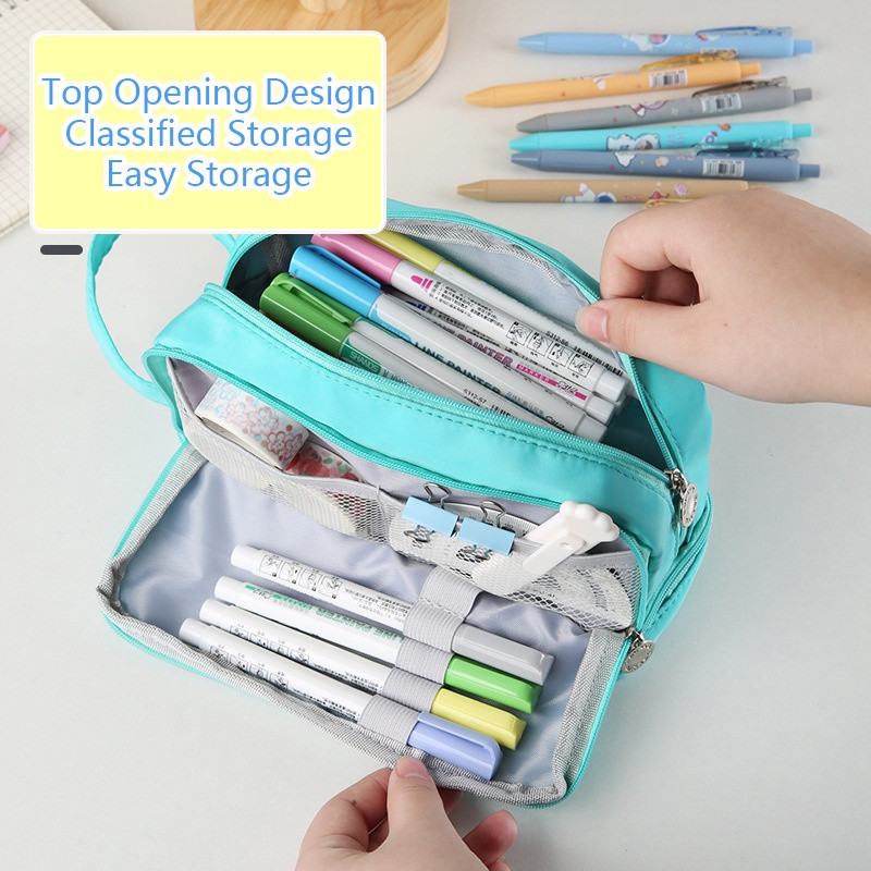 Macaron zīmuļu futrālis Divslāņu lielas ietilpības zīmuļu maisiņš Cute Back to School Kancelejas piederumi Skolas un biroji