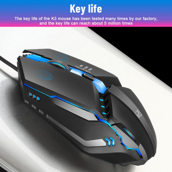 RYRA Ενσύρματο ποντίκι παιχνιδιού USB RGB φωτεινό 1600DPI Ρυθμιζόμενο υπολογιστή E-Sports Εργονομικό οπτικό ενσύρματο ποντίκι για φορητό υπολογιστή LOL CSGO