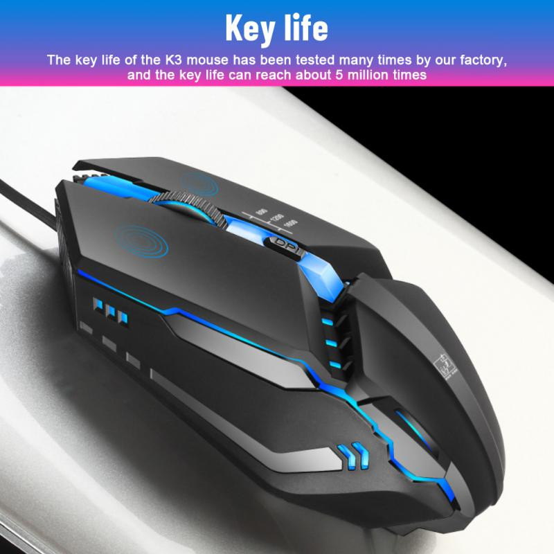 RYRA juhtmega mänguhiir USB RGB helendav 1600DPI reguleeritav arvuti e-spordi ergonoomiline optiline juhtmega hiir arvuti sülearvutile LOL CSGO