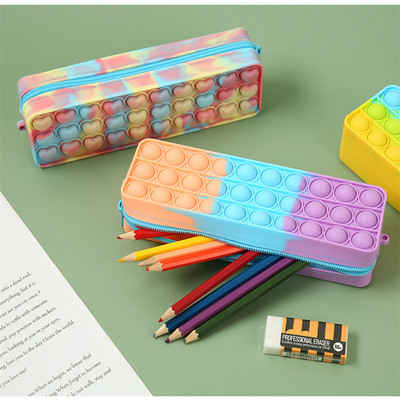 Pop Its Pencil Case Kawaii Канцеларски материали Силиконова калъфка за молив Pencil Case Trousse Ученически пособия Pencilcase Намаляване на стреса Interestin