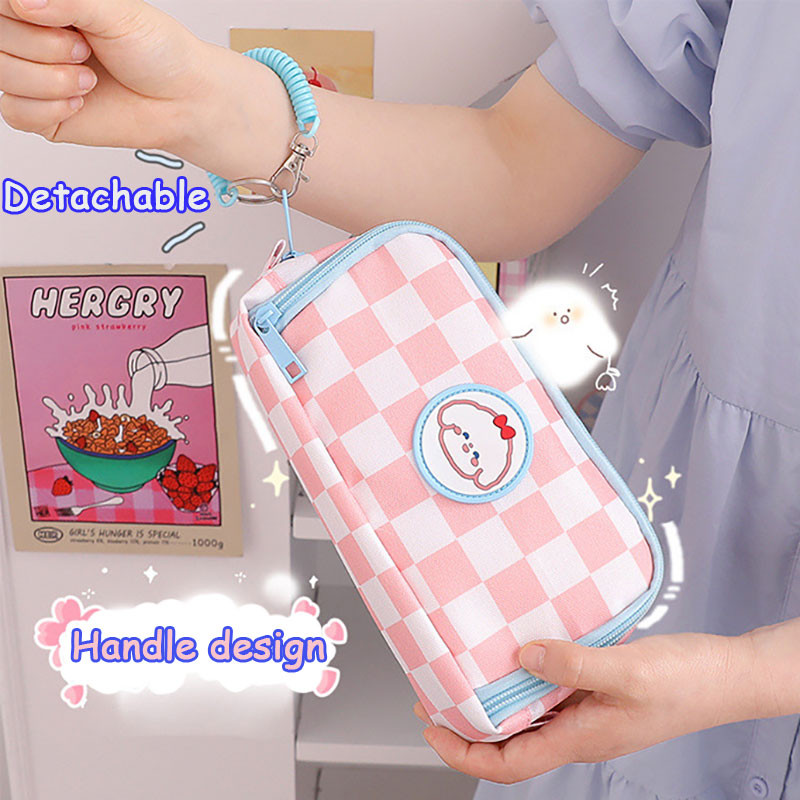 „Kawaii“ šachmatų lentos pieštukų dėklai didelės talpos drobinė rašiklio dėžutė, paprastas krepšys studentų korėjiečių raštinės reikmenims „Estuch“