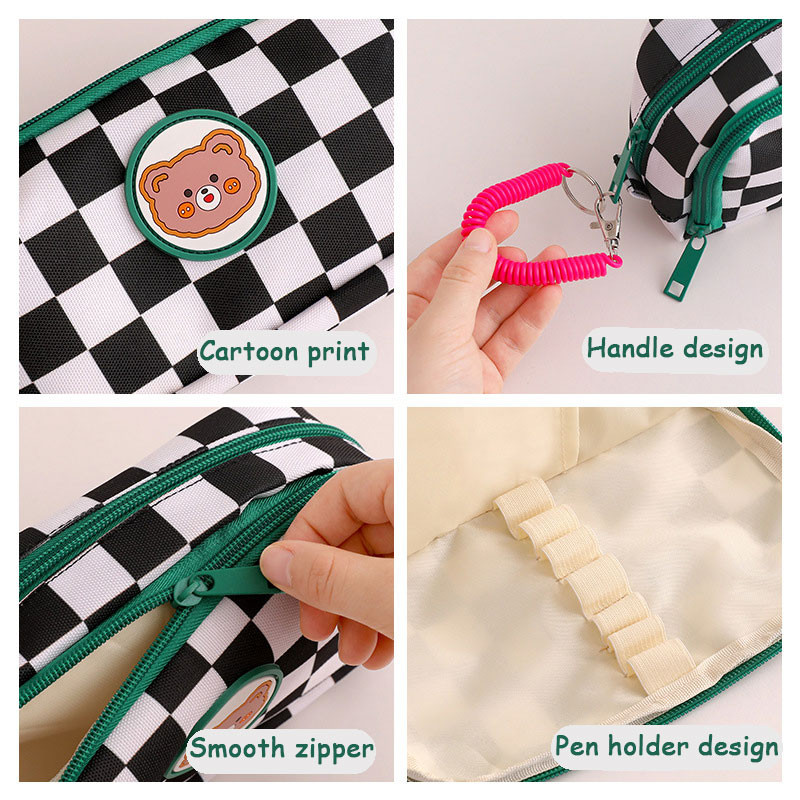 „Kawaii“ šachmatų lentos pieštukų dėklai didelės talpos drobinė rašiklio dėžutė, paprastas krepšys studentų korėjiečių raštinės reikmenims „Estuch“