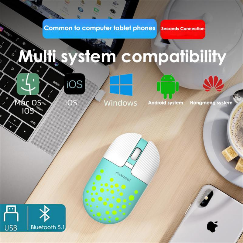 RYRA Αντιολισθητικό ποντίκι RGB USB2.4G Ασύρματο ποντίκι BT+2.4G Διπλής λειτουργίας Ποντίκι Gamer ανθεκτικό στον ιδρώτα για φορητό υπολογιστή Notebook Φορητός υπολογιστής Office Cute