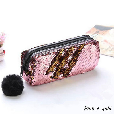 Kawaii mokyklinis pieštukų dėklas apverčiamas blizgučiais Hairball pieštuko dėklas mergaitėms mielas pieštukų dėžutės mokiniams, raštinės reikmenys, dovana