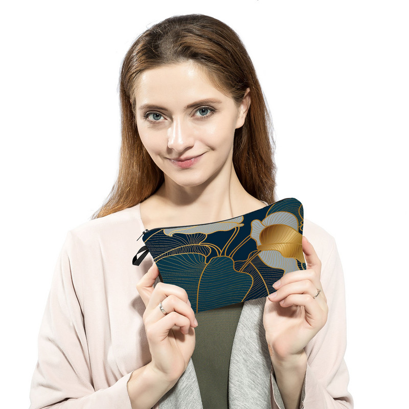 Kosmetikos laikymo krepšys Studentų pieštukų krepšys mergaitėms Moteriškas makiažo krepšys Kelioninis nešiojamasis tinkinama monetų piniginė aukso lapelis lauke